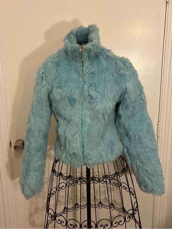 Wilson Jackets & Blazers - Fur Zip-Up Jacket in Light Teal Reversible